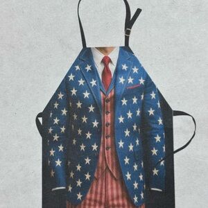 Star-Patterned Apron with Red Tie Design Adult Size with Adjustable New Unisex